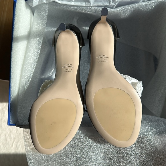 Stuart Weitzman Nudistsong Sandals / Heels in Pewter Glass 100mm - Sz 8 - Picture 6 of 7